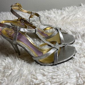 Hale Bob Silver Stilettos size 5